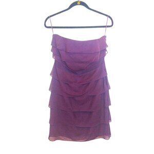 ANN TAYLOR EGGPLANT COLOR STRAPLESS KNEE LENGTH PARTY DRESS - SIZE 10
